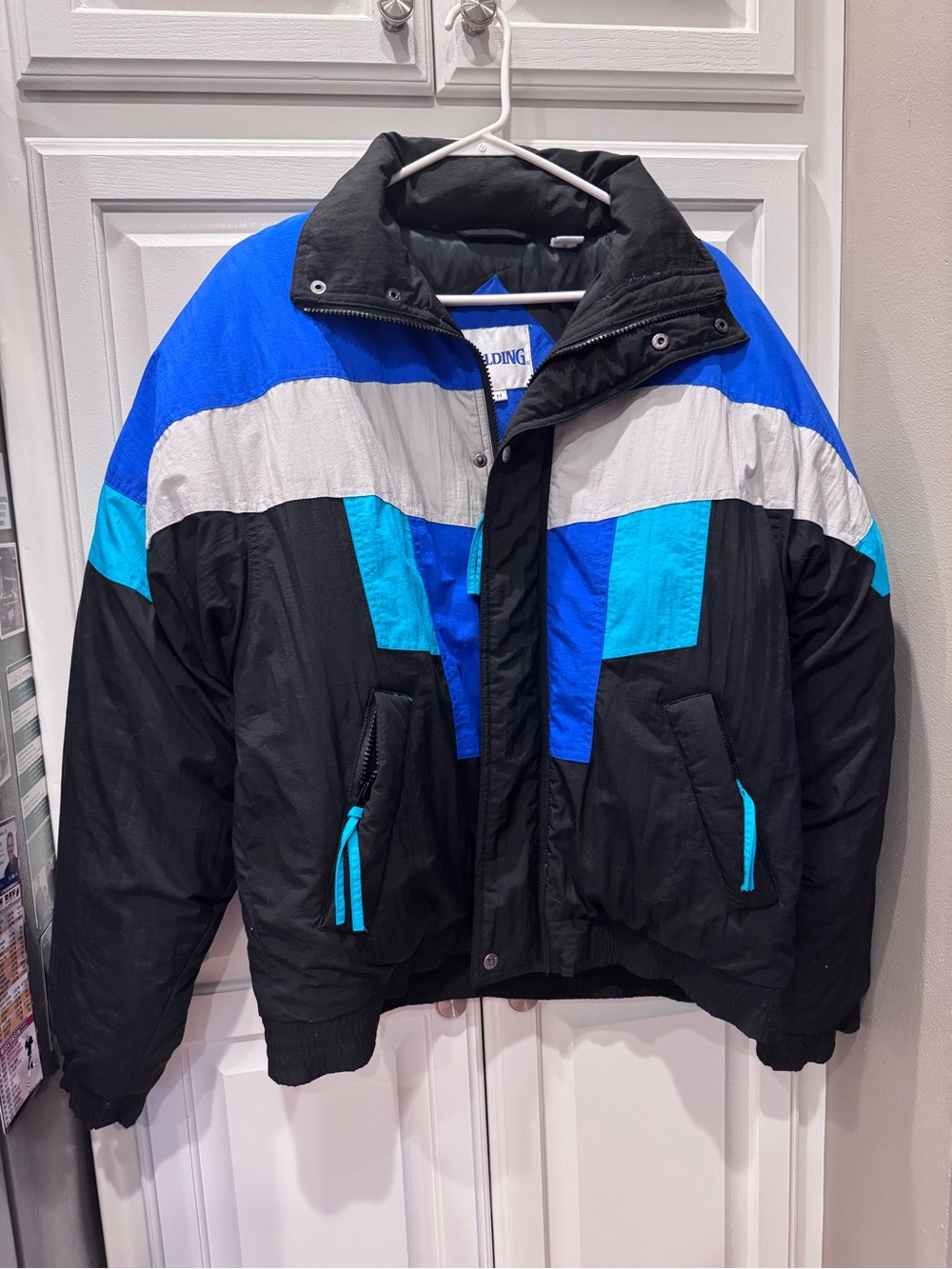 Vintage 90s Spalding Ski Jacket Color block Puffer Bomber Men Medium Full Zip